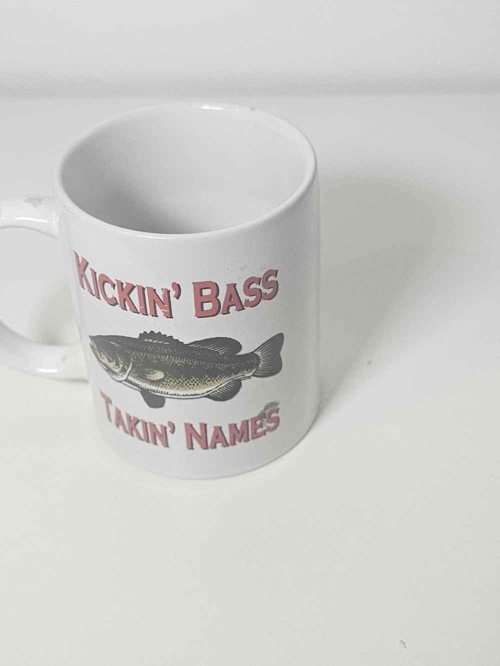 Kickin' Bass Takin' Names White Fishing Mug